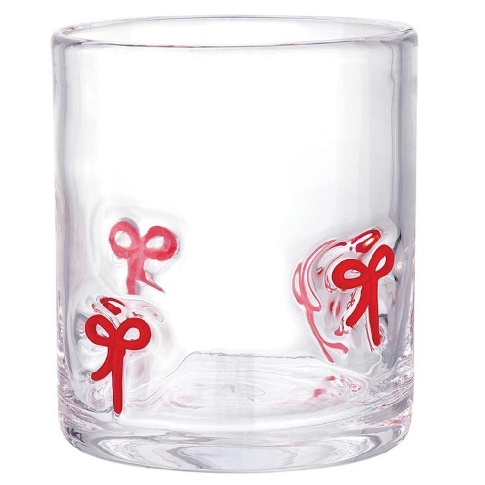Target Madison Home 16 FI Oz Icon Glass With Red Bows Set Of 6 - Picture 2 of 3